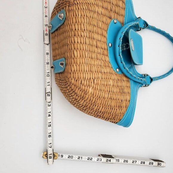 Coldwater Creek straw and blue leather handbag Coldwater Creek - Picture 5 of 8